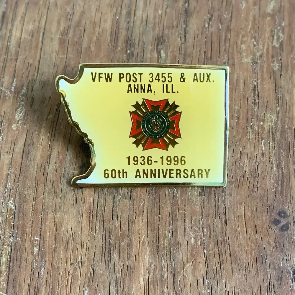 VFW Post‎ 3455 Anna Illinois 1936-1996 60th Anniversary Lapel Pin Brooch